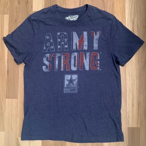 𝅺old Navy Collectabilitees Army Strong Graphic T-Shirt Blue Military Women’s S - Picture 1 of 8
